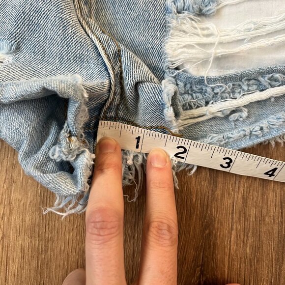 Signature 8 | Ultra High Rise Orange Reflective Distressed Jean Shorts Sz S - Picture 7 of 8